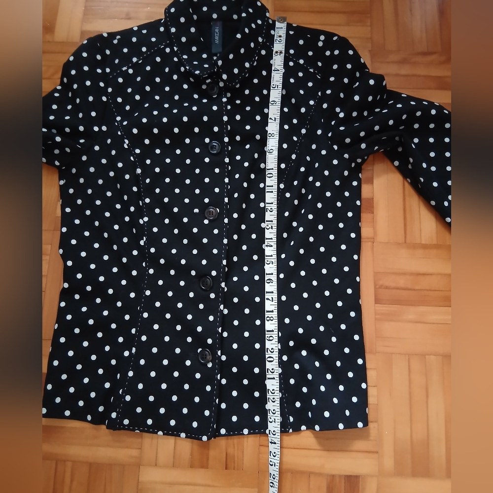 Marc Cain Black and White Polka Dot Knit Blazer.Size 4 - Picture 12 of 12